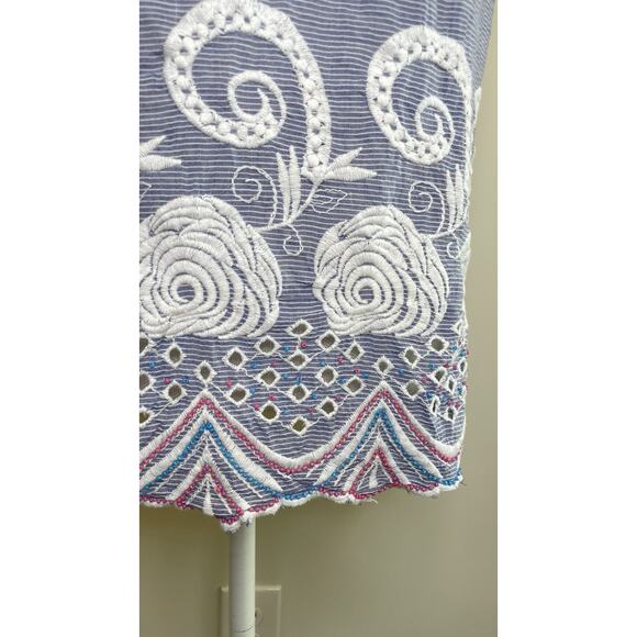 Talbots Large Petite Lp Beaded Sleeveless July 4th Embellished Floral Beach Blue - Picture 8 of 13